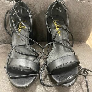 Black Leather Lulu Strappy Sandals